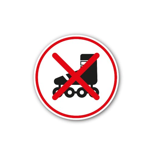 2 (Pieces) 3" and 5" No Roller Skating Icon Sign Sticker, Waterproof Vinyl Decals for Many Purpose L