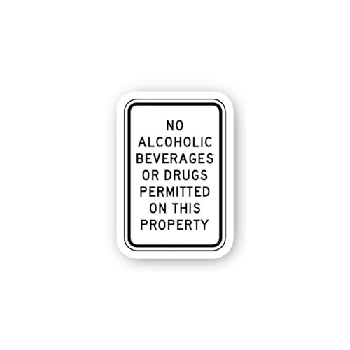 2 (Pieces) 3" and 5" No Alcoholic Beverages or Drugs Permitted Sticker, Waterproof Vinyl Decals for