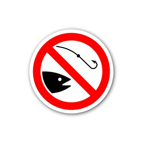 2 (Pieces) 3" and 5" No Fishing Sign ICON Sticker, Waterproof Vinyl Decals for Many Purpose Like Car