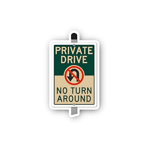 2 (Pieces) 3" and 5" Private Drive No Turn Around Green Sticker, Waterproof Vinyl Decals for Many Pu
