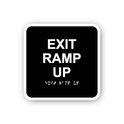 2 (Pieces) 3" and 5" Exit Ramp Up with Braille Sticker, Waterproof Vinyl Decals for Many Purpose Lik