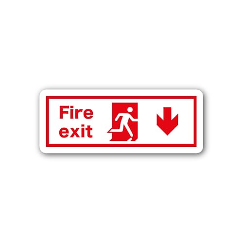 2 (Pieces) 3" and 5" Fire exit Arrow Down Sign Sticker, Waterproof Vinyl Decals for Many Purpose Lik