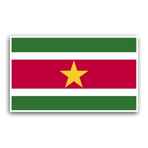 2 (Pieces) 3" and 5" Suriname Flag Sticker, Waterproof Vinyl Decals for Many Purpose Like Cars, Truc