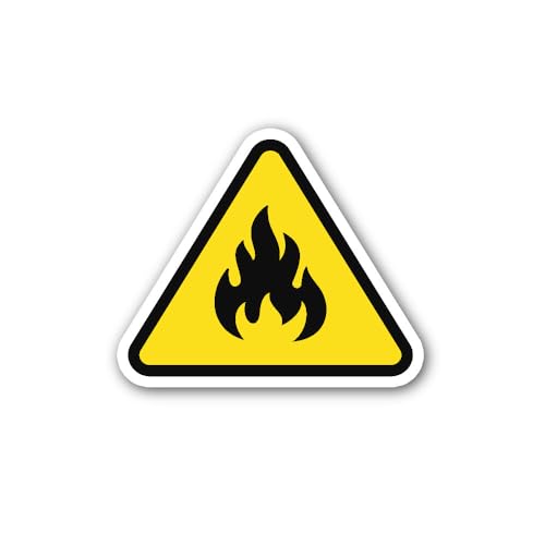 2 (Pieces) 3" and 5" Flammable Triangle Flat icon Sticker, Waterproof Vinyl Decals for Many Purpose