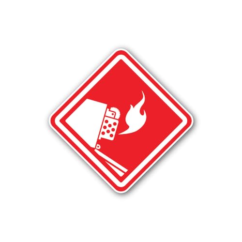 2 (Pieces) 3" and 5" Pictogram indicating a Flammable Substance Sign Sticker, Waterproof Vinyl Decal