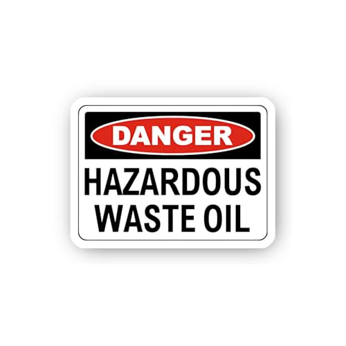 2 (Pieces) 3" and 5" Red Oval Hazardous Oil Warning Sticker, Waterproof Vinyl Decals for Many Purpos