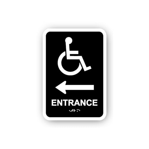 2 (Pieces) 3" and 5" Entrance Arrow Left Wheelchair Access Sticker, Waterproof Vinyl Decals for Many