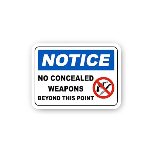 2 (Pieces) 3" and 5" Notice No Concealed Weapons Beyond This Point Sticker, Waterproof Vinyl Decals