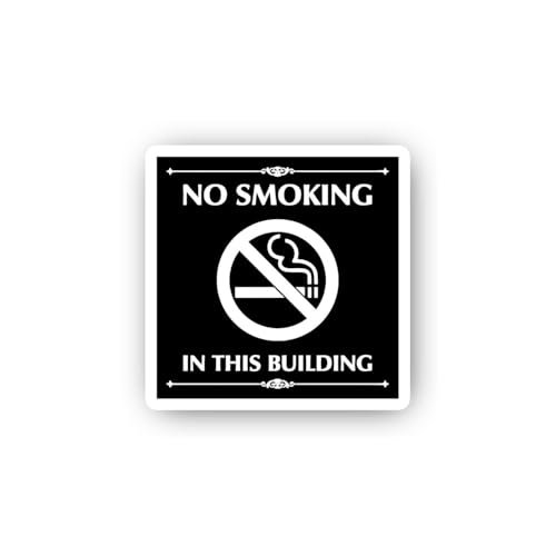 2 (Pieces) 3" and 5" No Smoking in This Building Sign Sticker, Waterproof Vinyl Decals for Many Purp