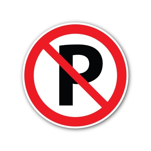 2 (Pieces) 3" and 5" No Parking Sign Sticker, Waterproof Vinyl Decals for Many Purpose Like Cars, Tr
