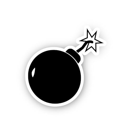 2 (Pieces) 3" and 5" Black Bomb Icon Sticker, Waterproof Vinyl Decals for Many Purpose Like Cars, Tr
