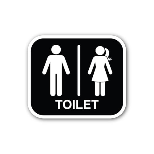 2 (Pieces) 3" and 5" Toilet Sign Sticker, Waterproof Vinyl Decals for Many Purpose Like Cars, Trucks