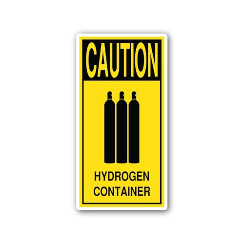 2 (Pieces) 3" and 5" Caution Hydrogen Container Sticker, Waterproof Vinyl Decals for Many Purpose Li