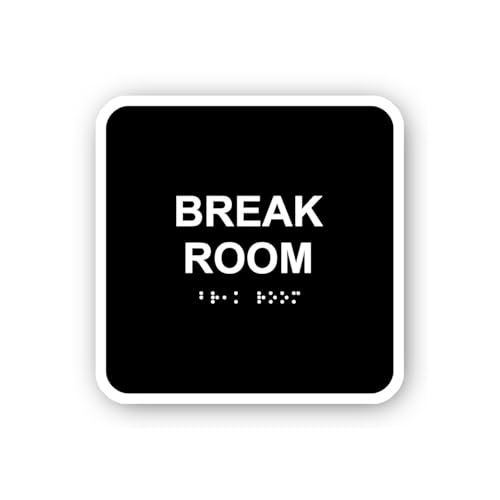2 (Pieces) 3" and 5" Break Room Square Sign with Braille Sticker, Waterproof Vinyl Decals for Many P