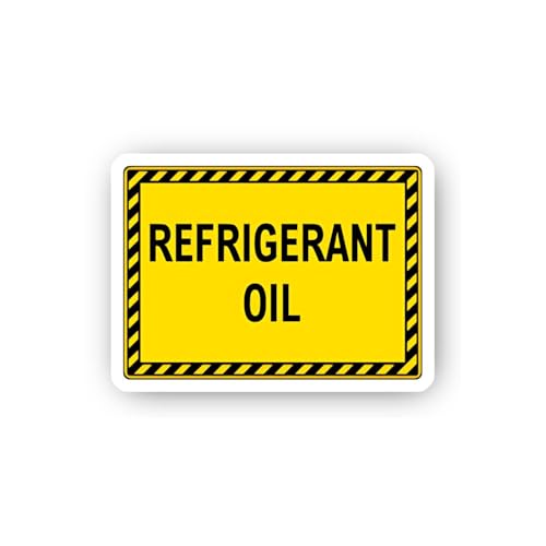 2 (Pieces) 3" and 5" Refrigerant Oil Warning Placard Sticker, Waterproof Vinyl Decals for Many Purpo