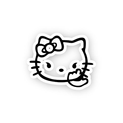 2 (Pieces) 3" and 5" Cat Head Middle Finger Left Sticker, Waterproof Vinyl Decals for Many Purpose L