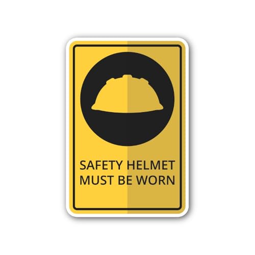 2 (Pieces) 3" and 5" Safety Helmet Required Sign Sticker, Waterproof Vinyl Decals for Many Purpose L
