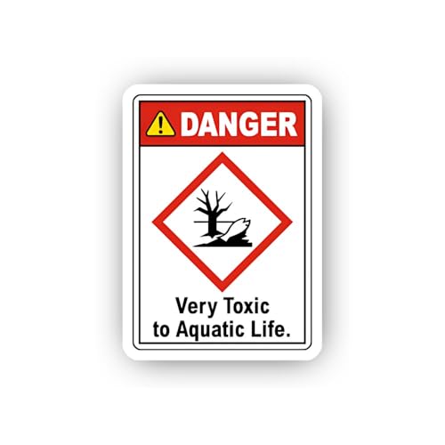 2 (Pieces) 3" and 5" Environmental Aquatic Toxicity Hazard Label Sticker, Waterproof Vinyl Decals fo