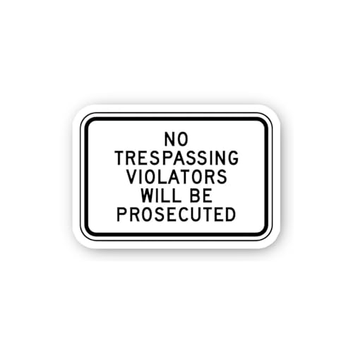 2 (Pieces) 3" and 5" No Trespassing Violators Will Be Prosecuted (White) Sticker, Waterproof Vinyl D