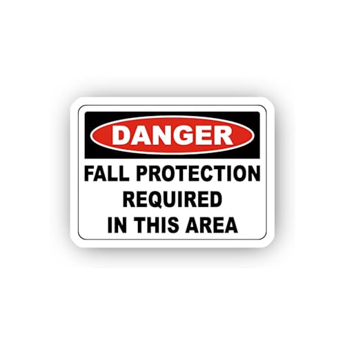 2 (Pieces) 3" and 5" Area Fall Protection Required Sticker, Waterproof Vinyl Decals for Many Purpose