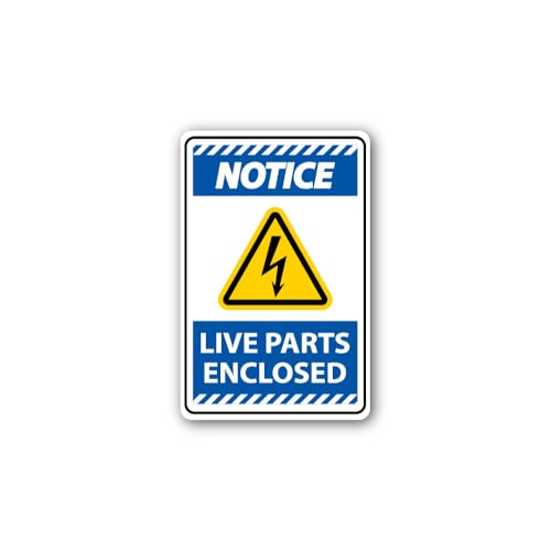 2 (Pieces) 3" and 5" Notice Live Parts Enclosed Sticker, Waterproof Vinyl Decals for Many Purpose Li