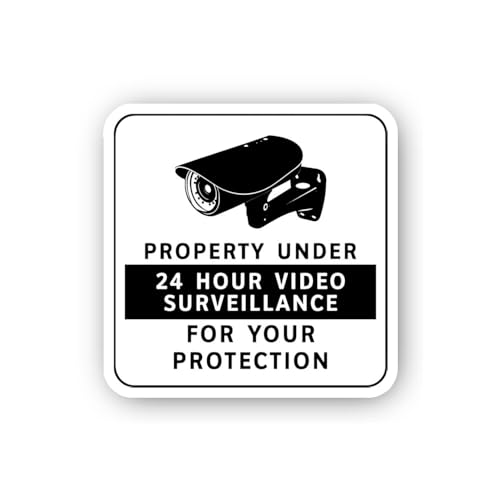 2 (Pieces) 3" and 5" Property Video Surveillance Board Sticker, Waterproof Vinyl Decals for Many Pur