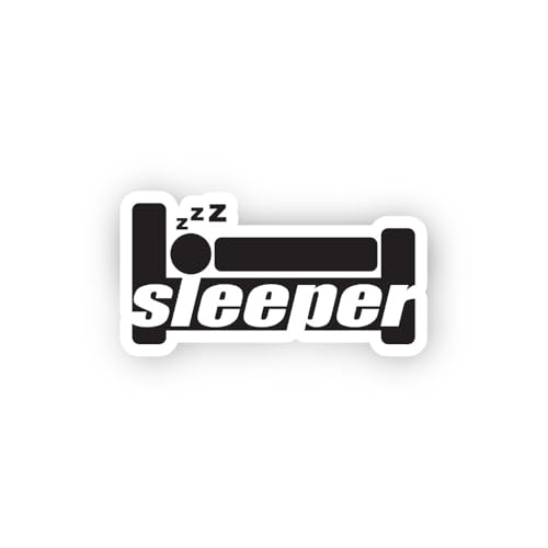2 (Pieces) 3" and 5" Bed Icon Sleeper Text Sticker, Waterproof Vinyl Decals for Many Purpose Like Ca