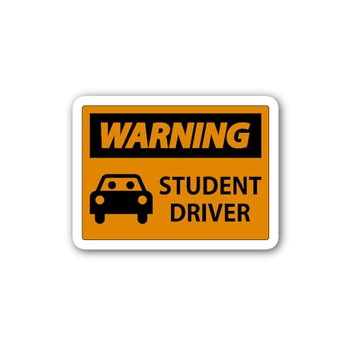 2 (Pieces) 3" and 5" Warning Student Driver Sticker, Waterproof Vinyl Decals for Many Purpose Like C
