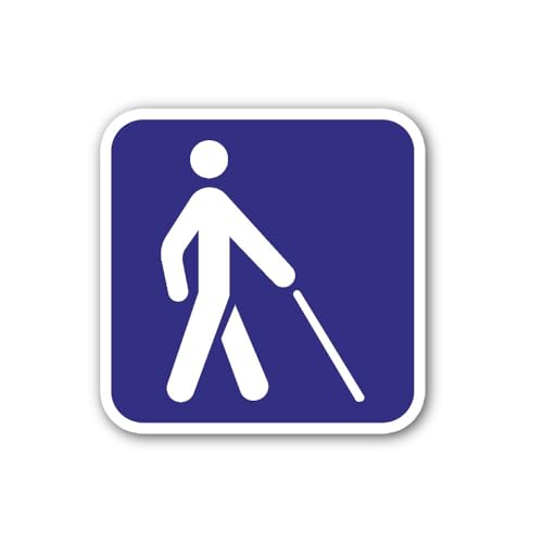 2 (Pieces) 3" and 5" Blind Person Crossing Sign Sticker, Waterproof Vinyl Decals for Many Purpose Li