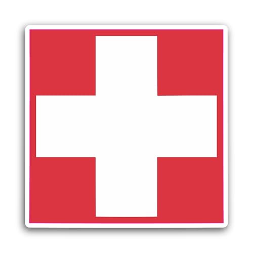 2 (Pieces) 3" and 5" Switzerl@nd Flag Sticker, Waterproof Vinyl Decals for Many Purpose Like Cars, T