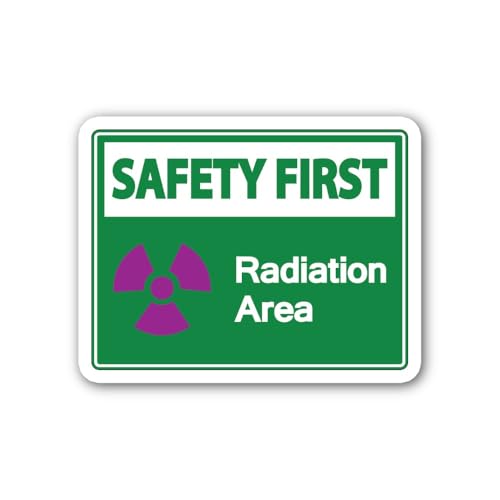 2 (Pieces) 3" and 5" Green Colour Safety First Radiation Area Sticker, Waterproof Vinyl Decals for M
