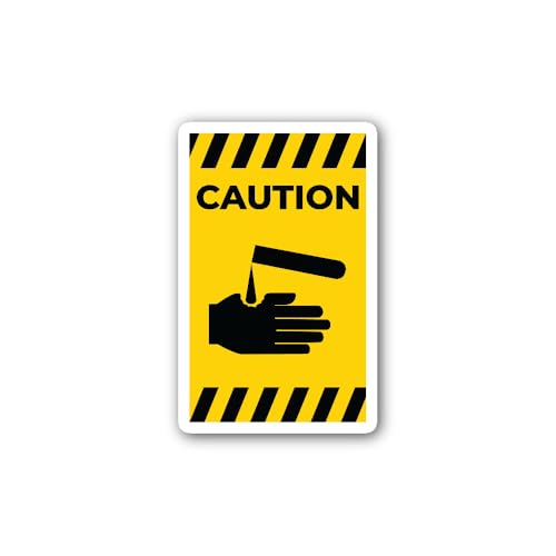 2 (Pieces) 3" and 5" Beware of Corrosives Symbol Sticker, Waterproof Vinyl Decals for Many Purpose L