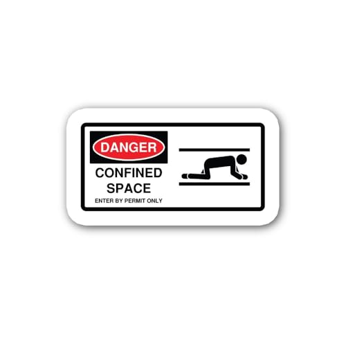 2 (Pieces) 3" and 5" Confined Space Enter by Permit only Sticker, Waterproof Vinyl Decals for Many P