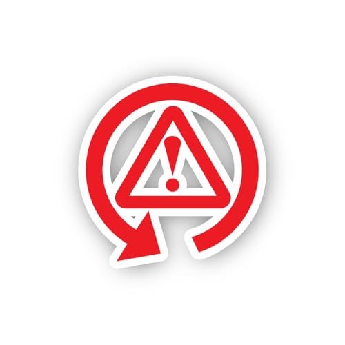 2 (Pieces) 3" and 5" Red Caution Loop Icon Sticker, Waterproof Vinyl Decals for Many Purpose Like Ca