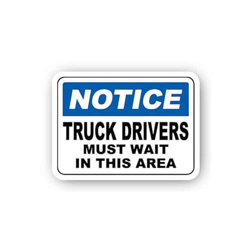 2 (Pieces) 3" and 5" Notice: Truck Drivers Must Wait in This Area Sticker, Waterproof Vinyl Decals f