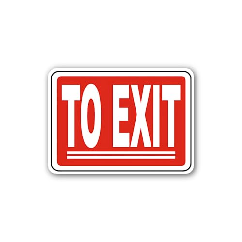 2 (Pieces) 3" and 5" Safety Sign Indicating Direction to Exit Sticker, Waterproof Vinyl Decals for M