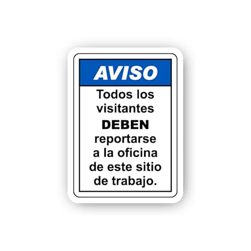 2 (Pieces) 3" and 5" Spanish Language Visitor Office Notice Sticker, Waterproof Vinyl Decals for Man