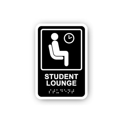 2 (Pieces) 3" and 5" Student Lounge Sign with Seated Figure and Clock Icon Sticker, Waterproof Vinyl