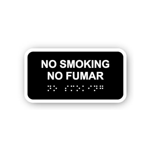 2 (Pieces) 3" and 5" Black No Smoking (Bilingual Text) Sticker, Waterproof Vinyl Decals for Many Pur