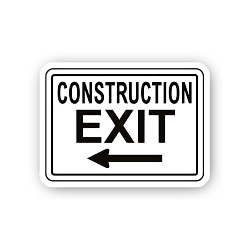 2 (Pieces) 3" and 5" Construction Exit Left Arrow Sign Sticker, Waterproof Vinyl Decals for Many Pur