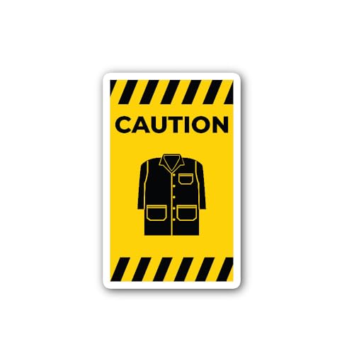 2 (Pieces) 3" and 5" Caution wear Protective Clothing Sign Sticker, Waterproof Vinyl Decals for Many