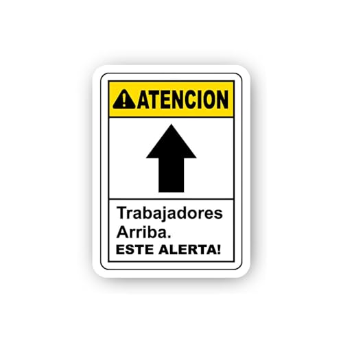 2 (Pieces) 3" and 5" Vertical Spanish Workers Above Notice Sticker, Waterproof Vinyl Decals for Many