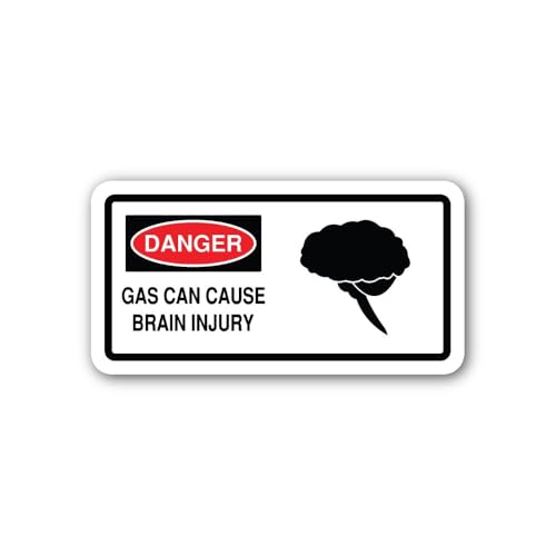 2 (Pieces) 3" and 5" Gas Inhalation Brain Injury Hazard Sticker, Waterproof Vinyl Decals for Many Pu