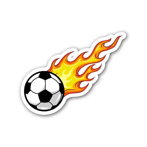 2 (Pieces) 3" and 5" Fire Soccer Ball Sticker, Waterproof Vinyl Decals for Many Purpose Like Cars, T