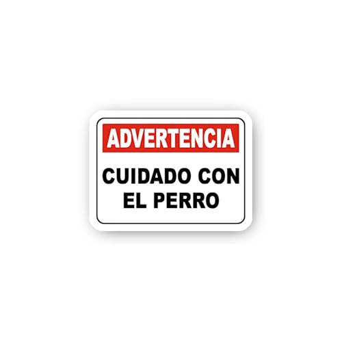 2 (Pieces) 3" and 5" Advertencia: Cuidado con el Perro (Spanish) Sticker, Waterproof Vinyl Decals fo