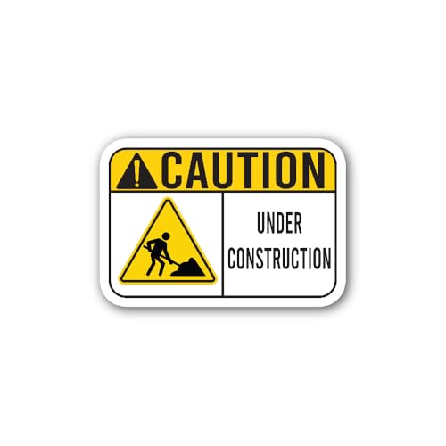 2 (Pieces) 3" and 5" Caution Under Construction Sign Sticker, Waterproof Vinyl Decals for Many Purpo