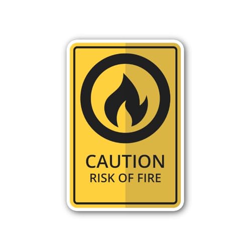 2 (Pieces) 3" and 5" Caution Risk of Fire Sign Sticker, Waterproof Vinyl Decals for Many Purpose Lik