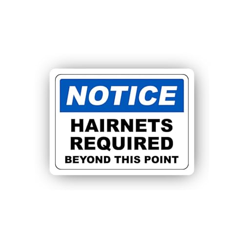 2 (Pieces) 3" and 5" Hairnets Required Area Warning Notice Sticker, Waterproof Vinyl Decals for Many