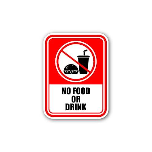 2 (Pieces) 3" and 5" NO Food OR Drink Sign Sticker, Waterproof Vinyl Decals for Many Purpose Like Ca