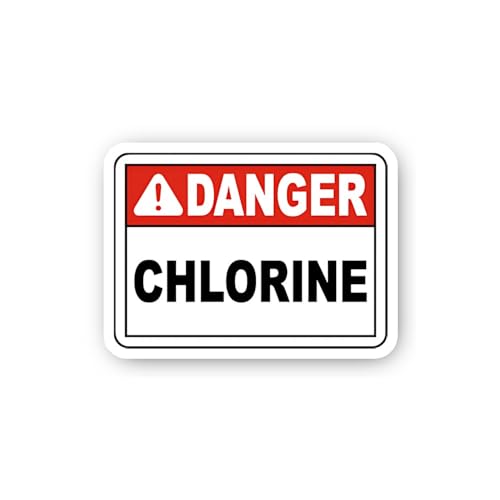 2 (Pieces) 3" and 5" Danger: Chlorine Warning Sticker, Waterproof Vinyl Decals for Many Purpose Like